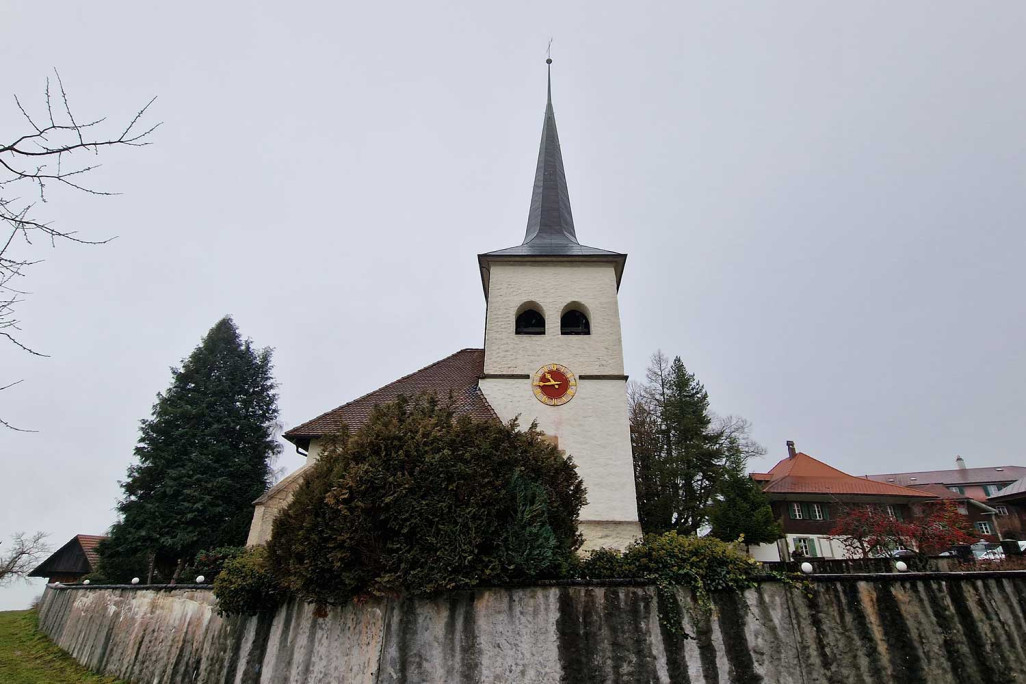 Gebäudevermessung Dorfkirche in Guggisberg für 2D-Plandaten, HMQ AG