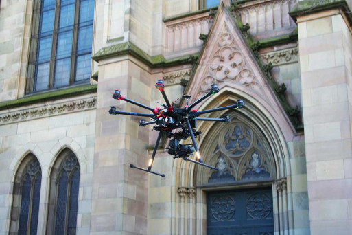 Drohnenvermessung mit Oktokopter, Elisabethenkirche in Basel, HMQ AG