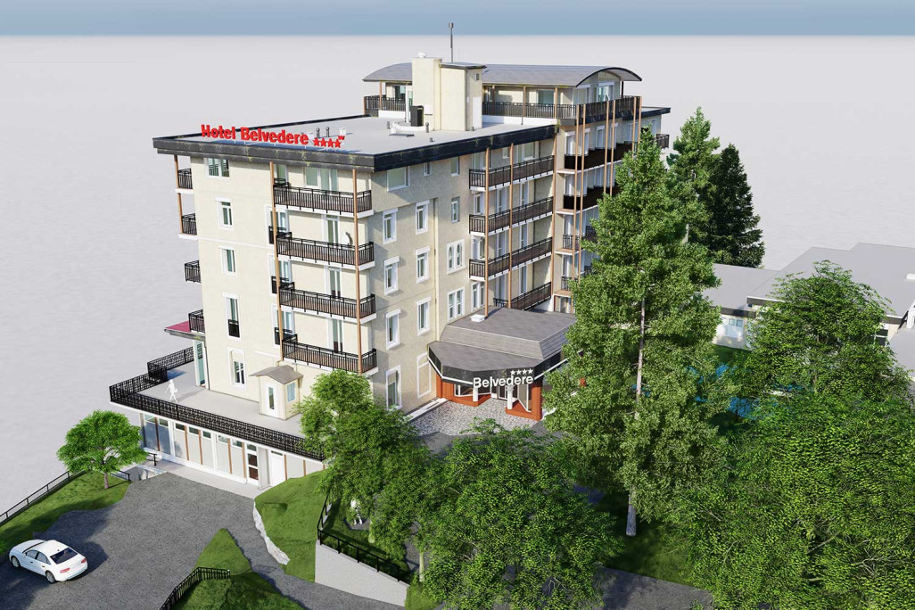 Grindelwald, Hotel Belvedere, 3D-BIM-Modell aus Gebäudevermessung, HMQ AG