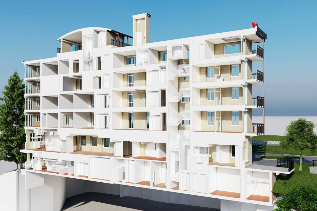 Grindelwald, Hotel Belvedere, 3D-Schnitt aus Gebäudevermessung, HMQ AG