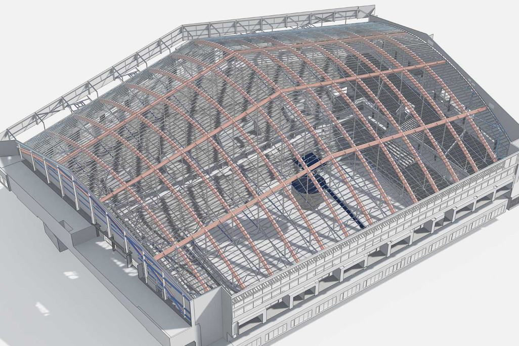 Bern, PostFinance Arena, 3D-Dachkonstruktion, HMQ AG