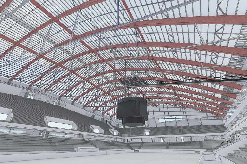 Bern, PostFinance Arena, 3D-Modell aus Gebäudeaufnahme, HMQ AG