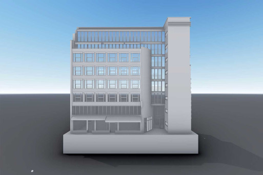 Basel, 3D-Modell, Wohn- und Geschäftshaus