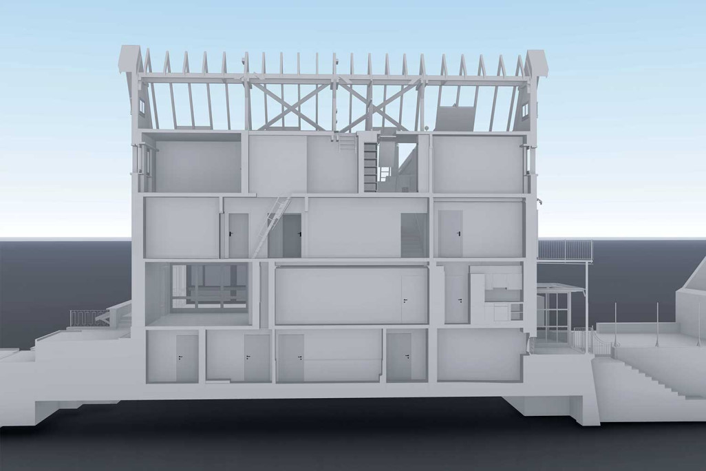 Gebäudeaufnahme, 3D-Modell, 3D-Schnitt, HMQ AG