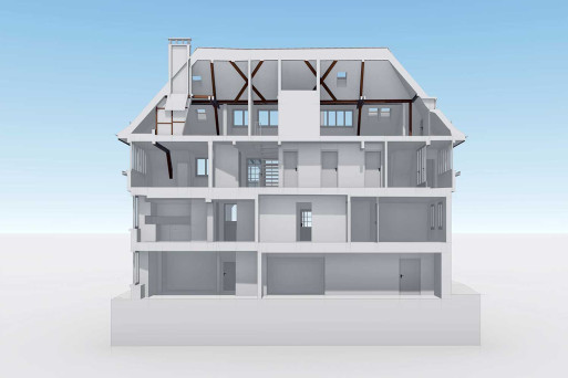3D-Modeling aus Gebäudevermessung, 3D-Schnitt, HMQ AG