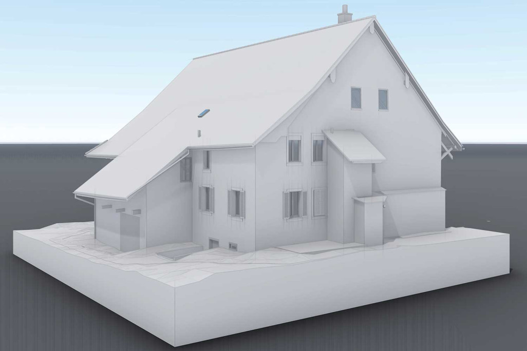 Gebäudevermessung, Bauernhaus 3D-ArchiCad-Modell, HMQ AG