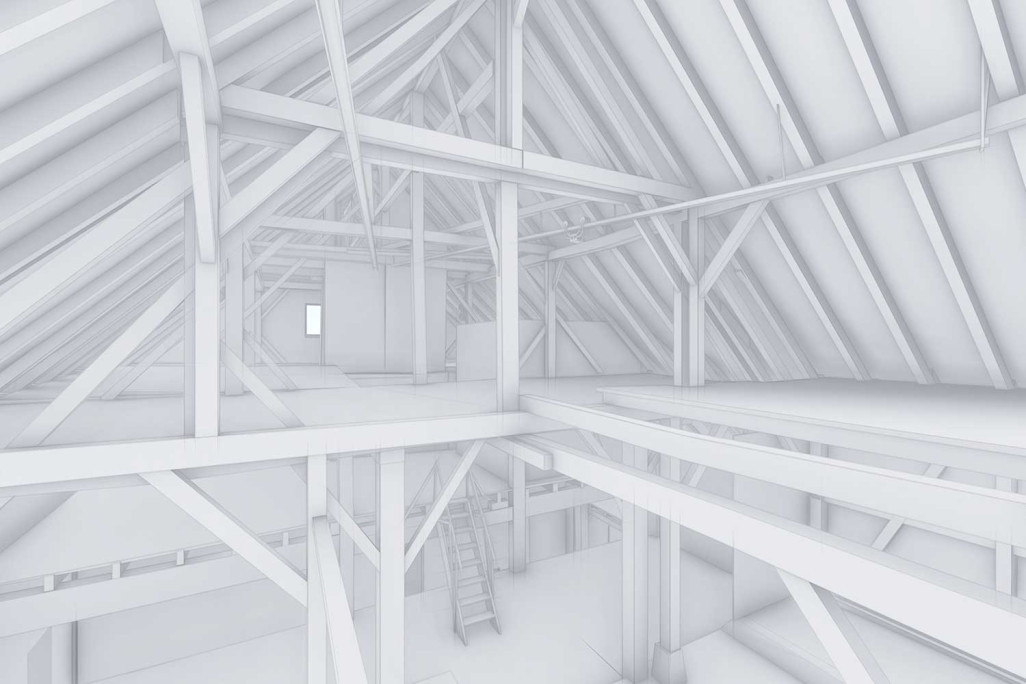 Gebäudevermessung, Bauernhaus 3D-Konstruktion, HMQ AG