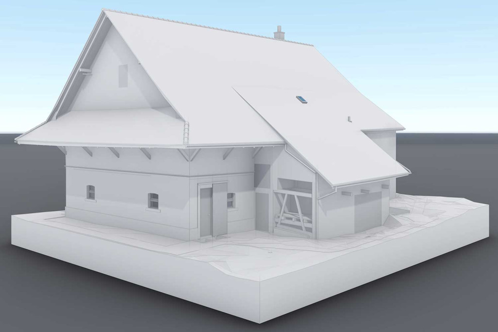Gebäudevermessung, Bauernhaus 3D-ArchiCad-Modell, HMQ AG