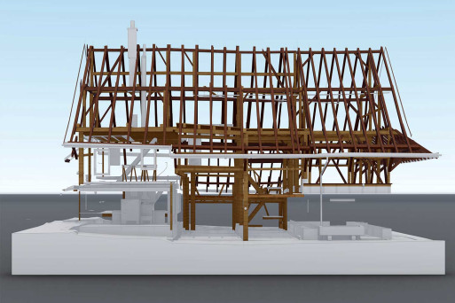 Gebäudevermessung, Bauernhaus 3D-Tragkonstruktion, HMQ AG