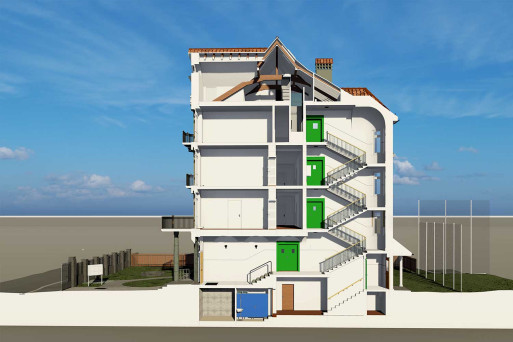 Gebäudeaufnahme in Graubünden, 3D-Querschnitt, HMQ AG