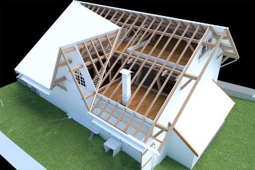3D-Dach einer Scheune aus Gebäudevermessung, HMQ AG