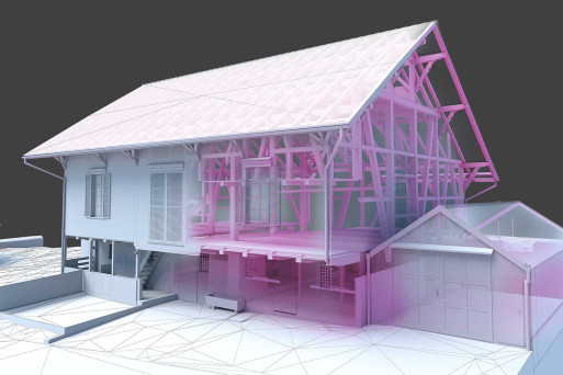 3D-Modellierung einer Scheune aus Gebäudevermessung, HMQ AG