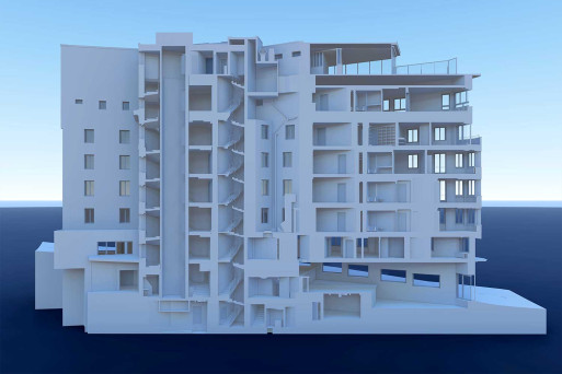 3D CAD-Model, Section, Hotel Monopol in St. Moritz, HMQ AG