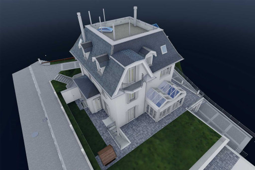 Villa, 3D-CAD Modell, Vermessung Gebäudeaufnahme, HMQ AG