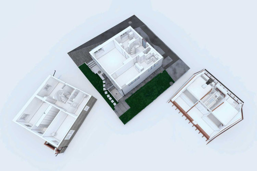 Einfamilienhaus, Gebäudeaufnahme 3D-Grundrisse, HMQ AG