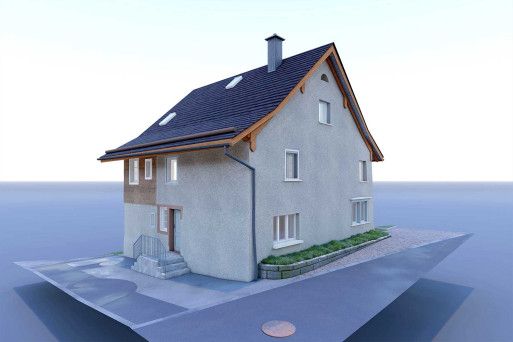 Einfamilienhaus, Gebäudeaufnahme 3D-Modell, HMQ AG