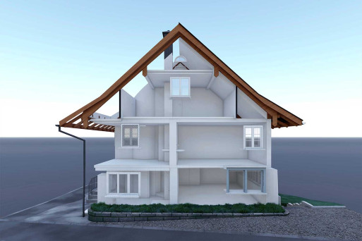 Einfamilienhaus, Gebäudeaufnahme 3D-Schnitt, HMQ AG