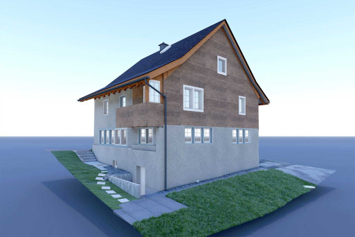 Einfamilienhaus, Gebäudeaufnahme 3D-Modell, HMQ AG