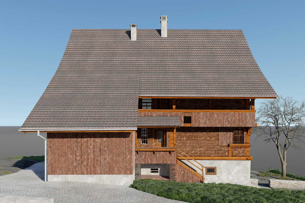 Boswil im Kanton Aargau, Gebäudeaufnahme 3D-Modell LOD Level of Detail 1:20, HMQ AG