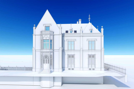 Basel, Pfarrhaus 3D-Gebäudeaufnahme Fassade, HMQ AG