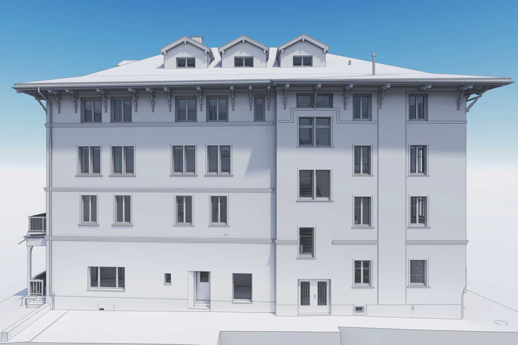 Bergün GR, Hotel Weisses Kreuz, 3D-BIM-Modell, HMQ AG