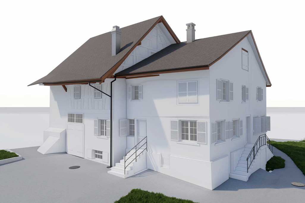 Rudolfingen ZH, Gebäudeaufmass und 3D-Modellierung mit ArchiCAD, HMQ AG