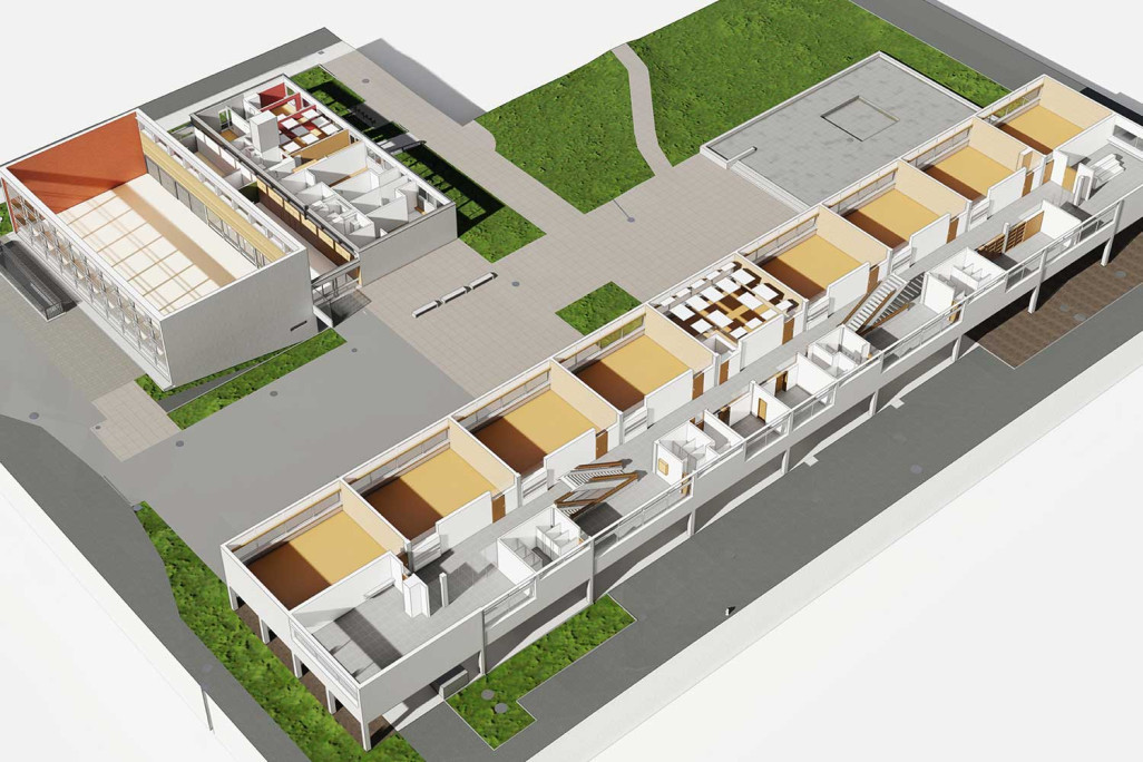 Grundriss aus 3D-Modell von Schulanlage Champagne in Biel, HMQ AG