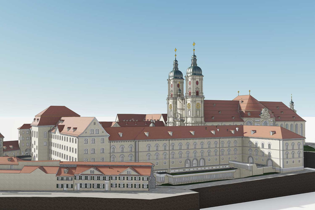 St. Gallen Stiftsbezirk, Gebäudeaufnahme, 3D-Modell vom Stiftsbezirk Areal, HMQ AG