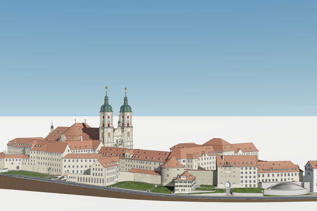 St. Gallen Stiftsbezirk, Gebäudeaufnahme, 3D-Modell vom Stiftsbezirk Areal, HMQ AG