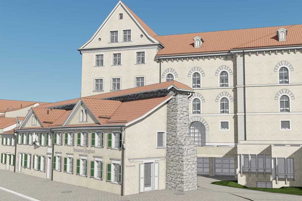 St. Gallen Stiftsbezirk, Gebäudeaufnahme, 3D-Modell beim Zeughaus, HMQ AG