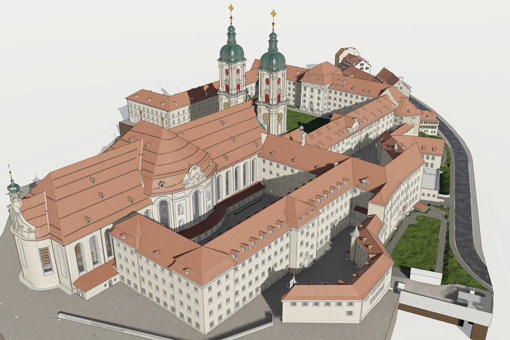 St. Gallen Stiftsbezirk, Gebäudevermessung, 3D-Modell vom Stiftsbezirk Areal, HMQ AG