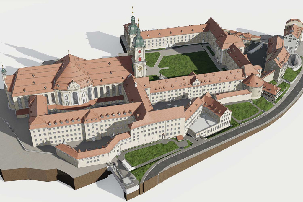 St. Gallen Stiftsbezirk, Gebäudevermessung, 3D-Modell vom Stiftsbezirk Areal, HMQ AG