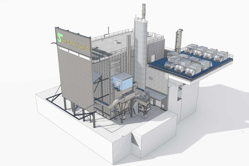 Schönbühl BE, Energiezentrale Shoppyland, 3D-Modellierung, HMQ AG