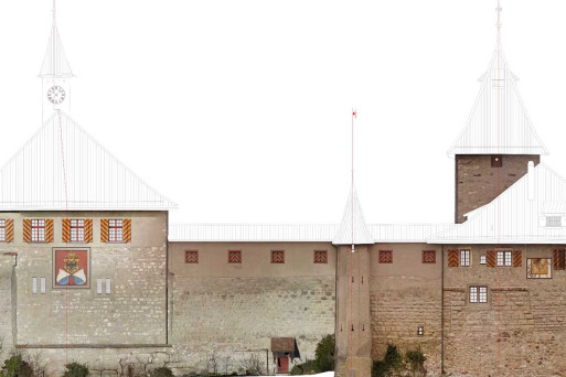 Fassadenansicht mit Orthofoto Schloss Kyburg, HMQ AG