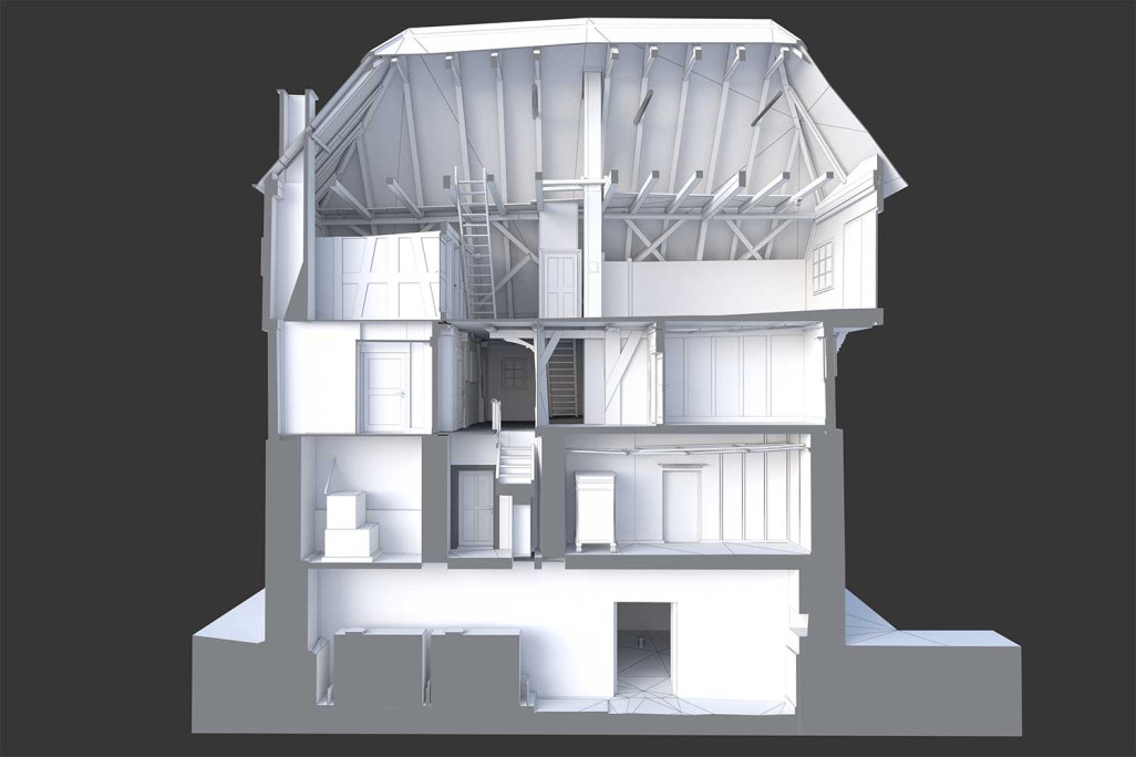 3D-Modell Schnitt aus Gebäudeaufnahme, HMQ AG